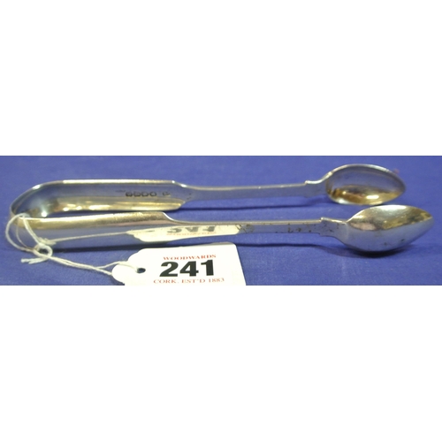 241 - Irish silver sugar tongs with fiddle pattern handles, by Richard Garde Cork 1834, 16.5cm, 66g