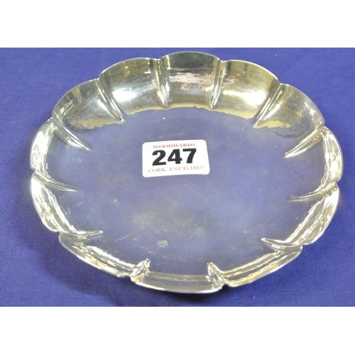 247 - Irish silver pin tray with scalloped sides, by William Egan, Cork 1966, 14cm, 145g