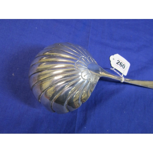 260 - Irish silver bright cut ladle with round shell bowl, by William Gibson & Co., Belfast 1906, 30cm, 22... 