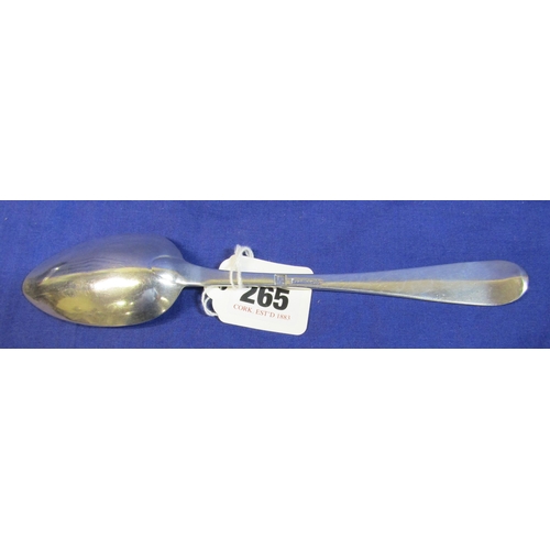 265 - Irish silver bright cut serving spoon by John Nicholson, Cork c.1800, 23cm, 62g