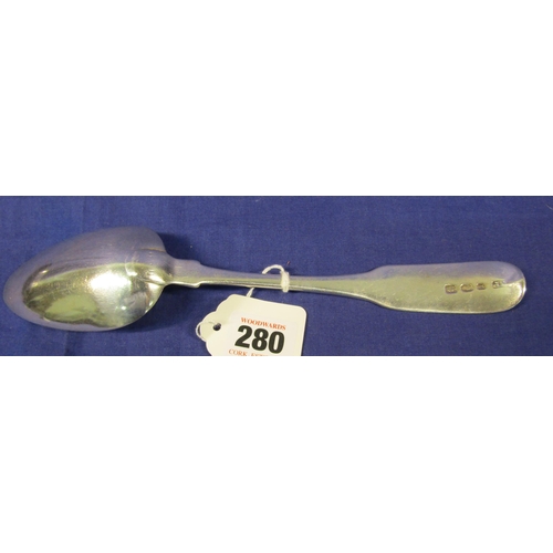 280 - Irish silver tablespoon with fiddle pattern handle, by John Pittar, Dublin 1805, 23cm, 80g