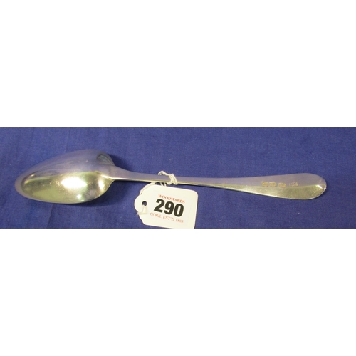 290 - Irish silver serving spoon with crested  handle, by James Salter Cork 1800, 24cm, 66g