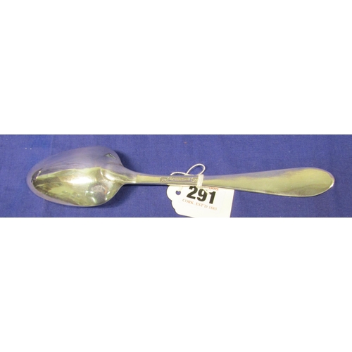 291 - Irish silver bright cut serving spoon by John Nicholson, Cork 1790, 23cm, 74g