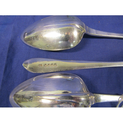 297 - Set of four Wm IV Irish silver bright cut serving spoons by William Cummins, Dublin 1837, 23cm, 263g