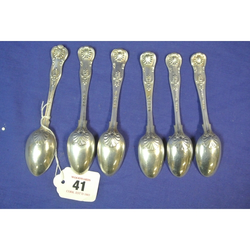 41 - Set of 6 London silver tea or coffee spoons with kings pattern handles