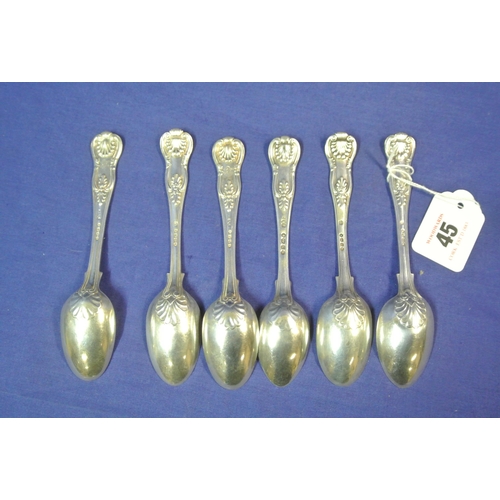 45 - Set of six Victorian London teaspoons with kings pattern handles