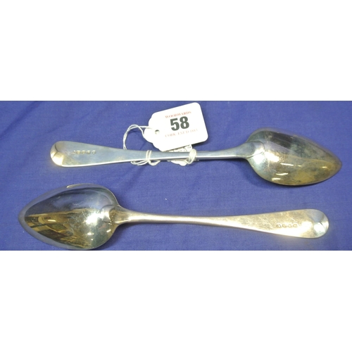 58 - Pair of George III English silver serving spoons by William Seaman, London 1816