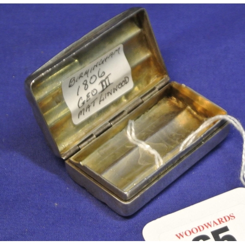 65 - George III English silver snuff box by M. Linwood, Birmingham 1806, inscribed