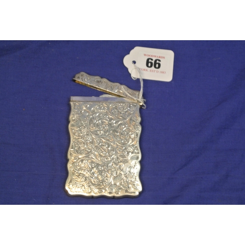 66 - George V English silver card case with ornate etching, Chester 1909