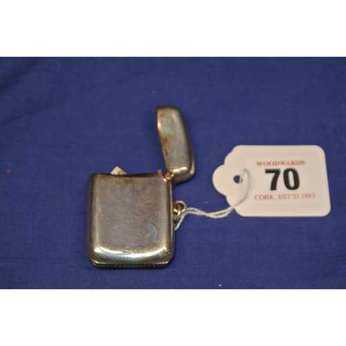 70 - English silver vesta matchbox, inscribed, Birmingham 1914