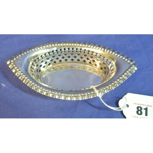 81 - Birmingham silver oval bon bon dish with pierced sides