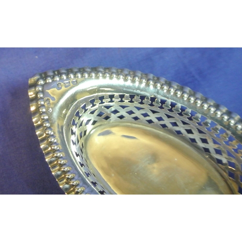 81 - Birmingham silver oval bon bon dish with pierced sides