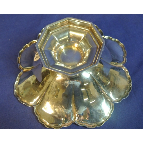 83 - Sheffield silver bon bon dish of octagonal panelled form with wavy rims, on stepped base.