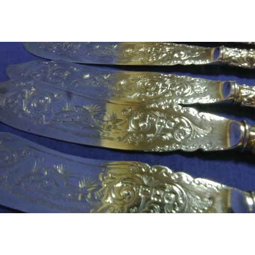 92 - 13 piece Kings pattern silver fish cutlery with ornate decoration