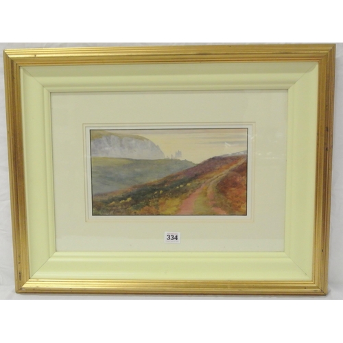 361 - Manner of William Percy French 'Sheep grazing on Achill near Dooega Head' watercolour 17x30cm, signe... 