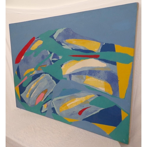 395 - Peter Phillips RA 'Colourful Abstract' exhib no 13, oil on canvas, 89x121cm, initialled lower right