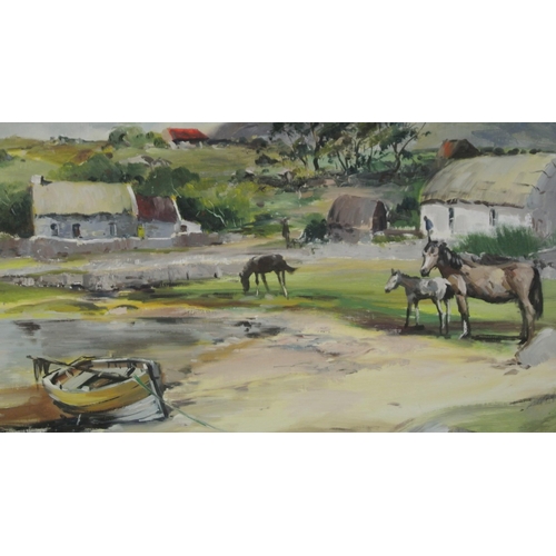 414 - Kenneth Webb 'Connemara Ponies' oil on canvas 50x76cm, signed