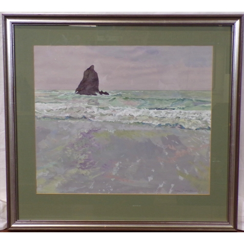 349 - Elfyn Jones 'Rock offshore' pastels 42x49cm signed and dated'83, lower right