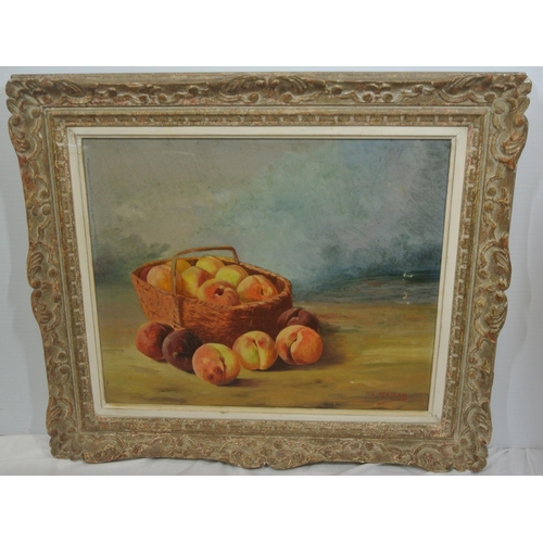 372 - L Naman 'Still life with fruit' oil on canvas  45x54cm signed lower right