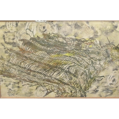 373 - Anne Yeats (1919-2001) 'Cloth on a stoney ground' mixed media, 32x51cm, signed lower left, inscribed... 