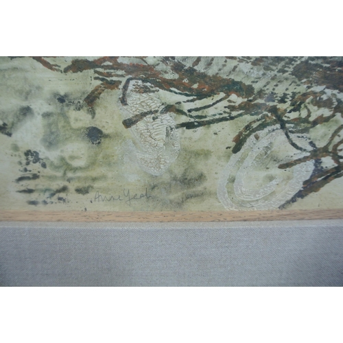 373 - Anne Yeats (1919-2001) 'Cloth on a stoney ground' mixed media, 32x51cm, signed lower left, inscribed... 