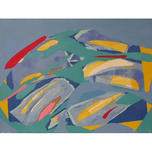 395 - Peter Phillips RA 'Colourful Abstract' exhib no 13, oil on canvas, 89x121cm, initialled lower right