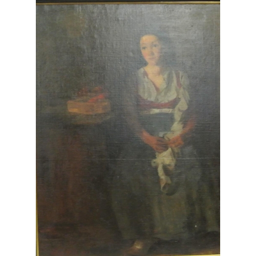 396 - After Thomas Hill 'Portrait of a girl' oil on canvas 68x57cm signed lower left 'Thos Hill'