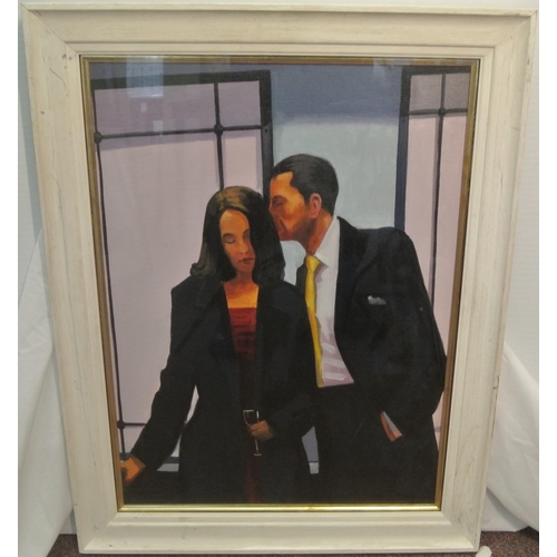 410 - DK Woods 'Contemplation of betrayal' (after Jack Vettriano) oil on board 59x43cm signed lower right