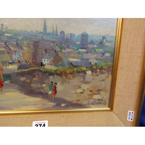 374 - Liam Treacy 1934-2004 'View over Cork Northside' oil on canvas, 24x35cm, signed lower right