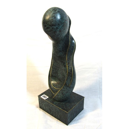 383 - Le Bao 'Female form' statuette 37cm, on square base, signed