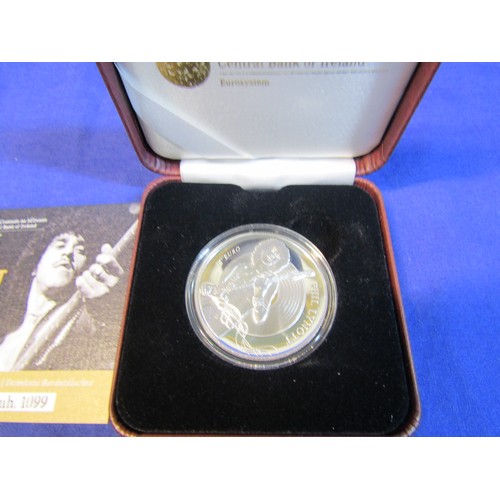 301 - Phil Lynott €15 silver proof commemorative coin, in presentation case, 2019