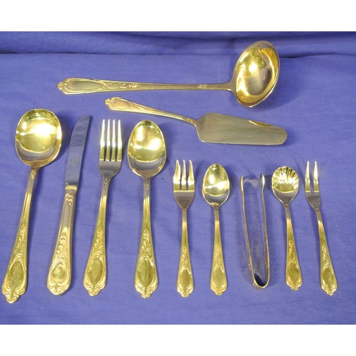 300 - Bestecke Solingen 69-piece gold plated chrome nickel steel canteen of cutlery in fitted case