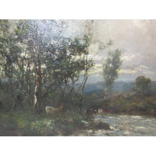 424 - George Boyle (1842-1930) 'Cattle by a stream' oil on canvas, 51x75cm, signed lower left