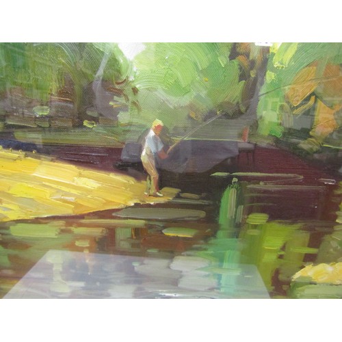 435 - Liam Kelly 'Bend in the river' oil on board, 48x58cm, signed lower right