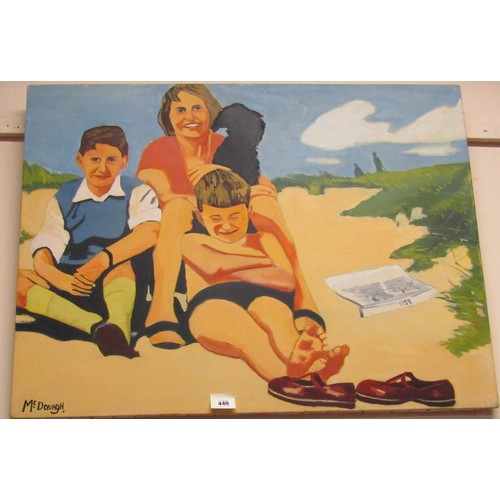 440 - David McDonagh 'At the beach' oil on canvas, 67x102cm, signed lower right