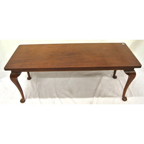 31 - Oblong Victorian style mahogany coffee table with cabriole legs and pad feet