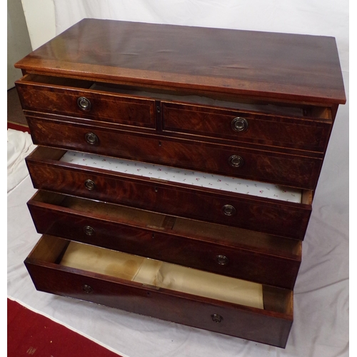 35 - Edwardian mahogany chest of 2 short and 3 long drawers with drop handles and bracket feet