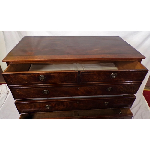 35 - Edwardian mahogany chest of 2 short and 3 long drawers with drop handles and bracket feet