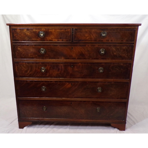 35 - Edwardian mahogany chest of 2 short and 3 long drawers with drop handles and bracket feet