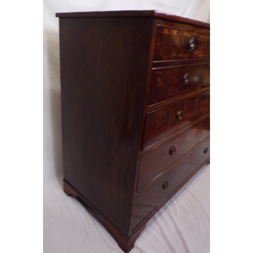 35 - Edwardian mahogany chest of 2 short and 3 long drawers with drop handles and bracket feet