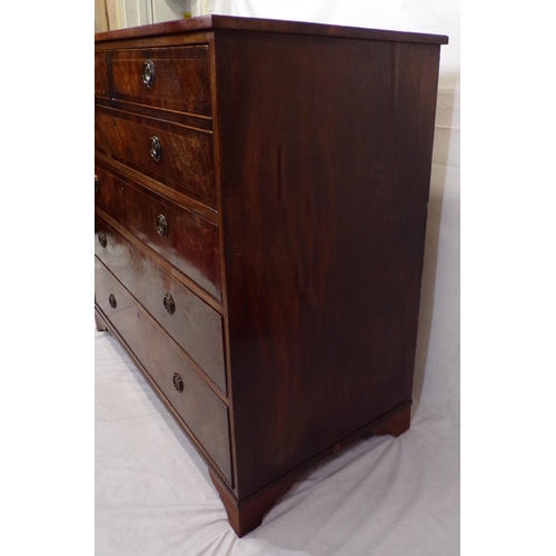 35 - Edwardian mahogany chest of 2 short and 3 long drawers with drop handles and bracket feet