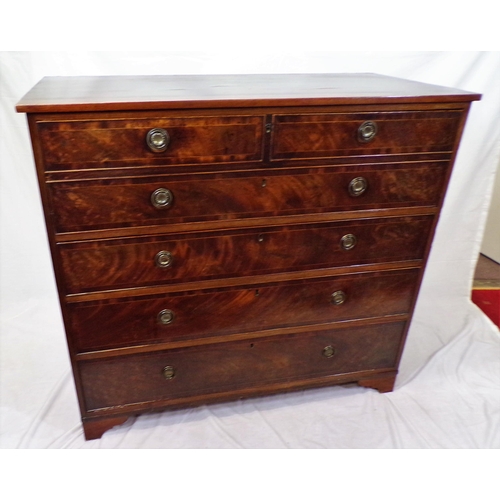 35 - Edwardian mahogany chest of 2 short and 3 long drawers with drop handles and bracket feet