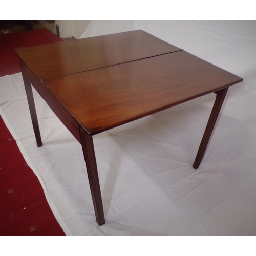 130 - Georgian style mahogany tea table with fold-over top,  pull-out gateleg support, frieze drawer with ... 
