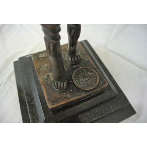 153 - Art Deco figure of a bronzed dancing lady, with stamp 'J B Deposse', on stepped base