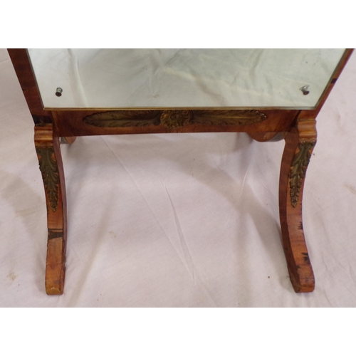 171 - Art Deco style cheval mirror with shaped top, timber columns, on shaped legs