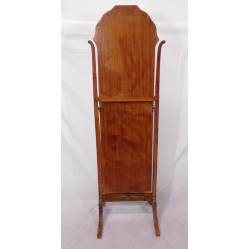171 - Art Deco style cheval mirror with shaped top, timber columns, on shaped legs