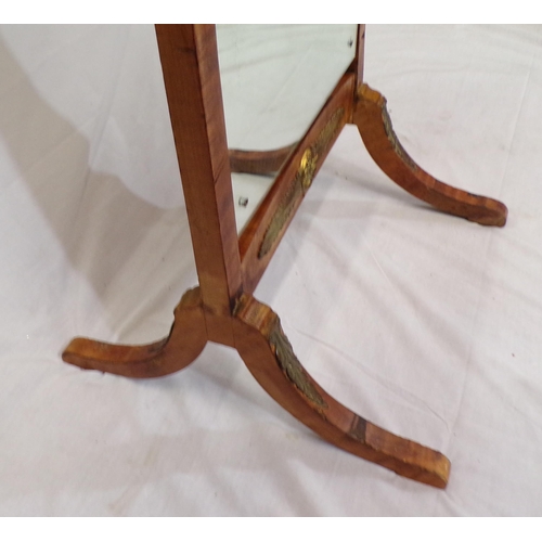 171 - Art Deco style cheval mirror with shaped top, timber columns, on shaped legs