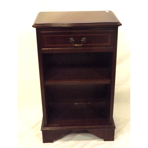 14 - Edwardian style small bookshelf with frieze drawer, drop handle and bracket feet
