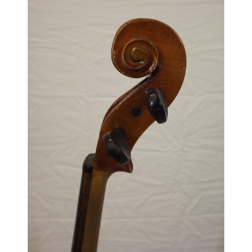 148 - Yew violin with bow in fitted case
