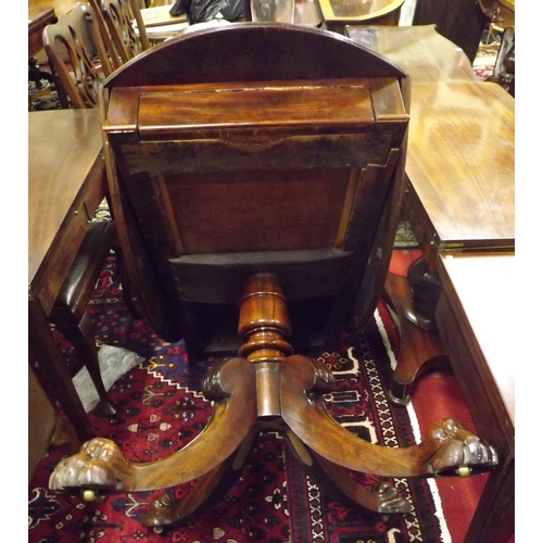 150 - Georgian mahogany dropleaf table with D-shaped drop leaves, pull-out supports, frieze drawer, on tur... 